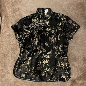 Kimono style black and golden shirt blouse
